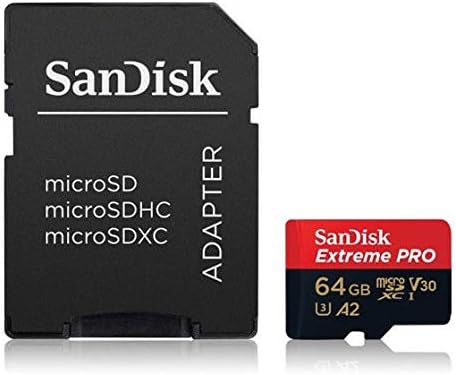 Sandisk Extreme Pro MicroSD 64gb Мемориска Картичка ЗА Dji Беспилотни Летала Работи со Avata и Очила 2 4k V30 A2 U3Class 10 Пакет со 1 Сѐ Освен Stromboli MicroSDXC &засилувач; Sd Картичка Читач