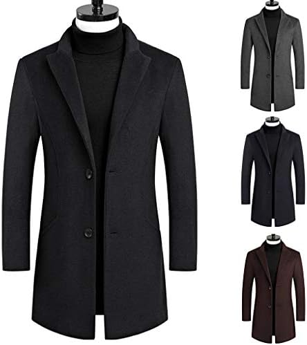 Продавница за машка машка машка палто со долга волна мешавина тенок фит јакна од палто топло ветерница палто