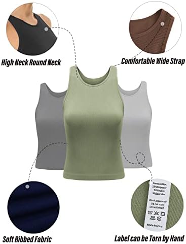 Chilylori Ribbed Cupped Tank Tops For Women 3 Pack Gym Tops Tops за жени беспрекорни резервоарувачки врвови жени пакуваат јога