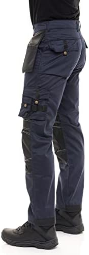 FASHIO FF MENS CORDURA Алатка за алатка за алатки за џебови, панталони столар, тешки колено, засилени безбедносни работи носат панталони