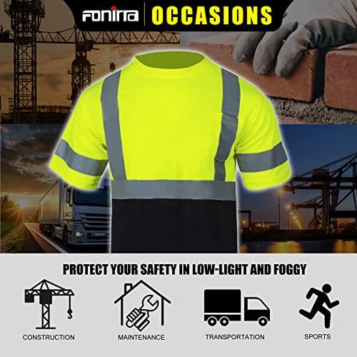 Fonirra 3 пакува безбедносни рефлексивни маици со голема видливост за мажи со кратки ракави ANSI класа 2