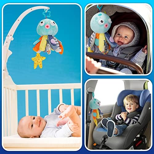 Бебешки играчки за 0 3 6 9 до 12 месеци, меки играчки за висички автомобили со тетач на тресеници, новороденче за новороденчиња, креветчиња