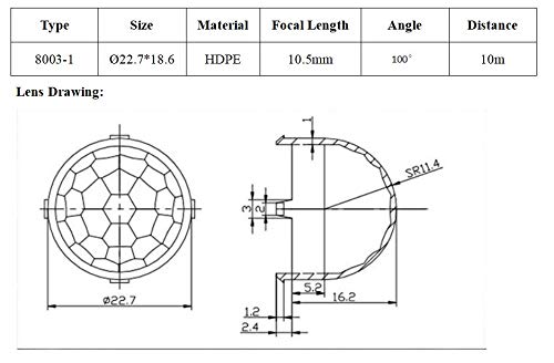 10 парчиња PIR Оптички леќа Fresnel 8003-1 За сензор за сензори на пироелектричен инфрацрвен инфрацрвен инфраред