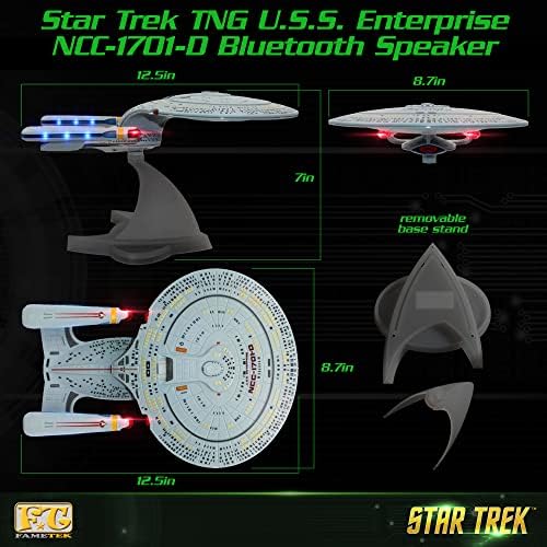 Star Trek U.S.S. Enterprise 1701-D-Bluetooth звучник за реплика на претпријатија, машина за спиење на бучава од моторот, ноќна светлина, звучни