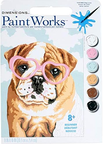 Димензии, Loveубов на кучиња, Paintworks Paint By Bues Beers за деца и возрасни, 8 '' x 10 '