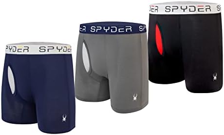 Spyder Performance Mesh Mens Boxer Brownes Sports Долна облека 3 Пакет/летање предниот дел