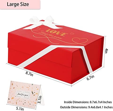 Кутија за подароци Со Капаци за Подароци, луксузни Кутии За Денот На Мајката За Подароци Празни 8, 7х6, 7х4 Инчи Склопувачки Црвени