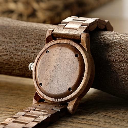 Дрвени часовници од лиев Увуд серија 40 мм Унисекс природно рачно изработено дрво часовник со подароци и опсег прилагодлив