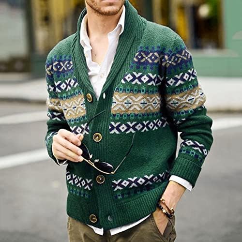 Grge beuu машки плетени џемпери од кардиган единечни јакни со волна, џемпер џемпер лапел јака топла случајна надворешна облека