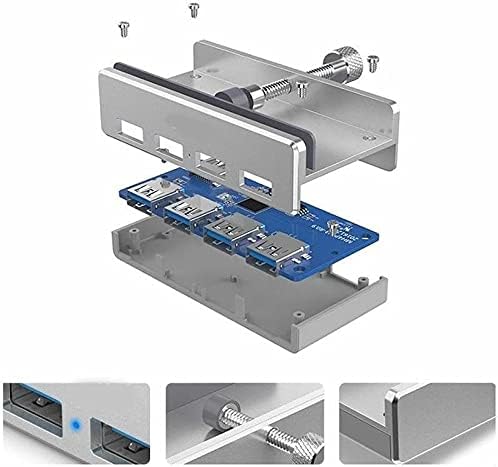 NIZYH Алуминиум 4 Порта Мултифункционален USB 3.0 КЛИП-ТИП USB C ЦЕНТАР ЗА Десктоп Лаптоп Клип Опсег