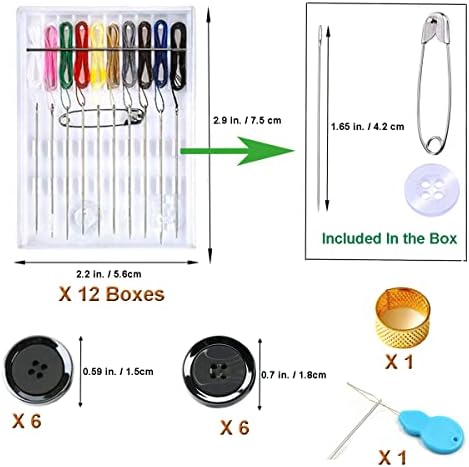 Y-оска 12 кутии дома и патувајте брзо поправете комплет за шиење пред навојна игла, секоја кутија со 10 парчиња