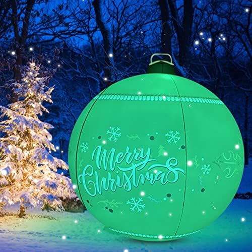Божиќни украси топки 23,6 инчи со далечински управувач LED светло, надворешна атмосфера ПВЦ надувување играчки украсена топка за дома