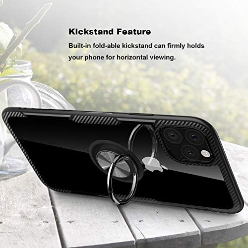 Дизајниран за Iphone 11 Pro Max Случај 6,5 инчи, Дизајн На Јаглеродни Влакна Јасен Кристален Случај Против Гребење Со Прстен