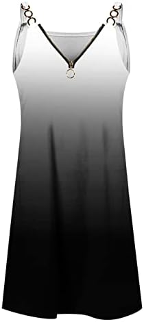 Lumberенски летни миди фустани на Lmdudan, мода градиент во боја ками фустан патент против вратот руфле полите замав а-линија засади
