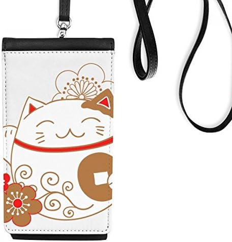 Јапонија среќна среќа мачка цвет бакар телефонски паричник чанта што виси мобилна торбичка црн џеб
