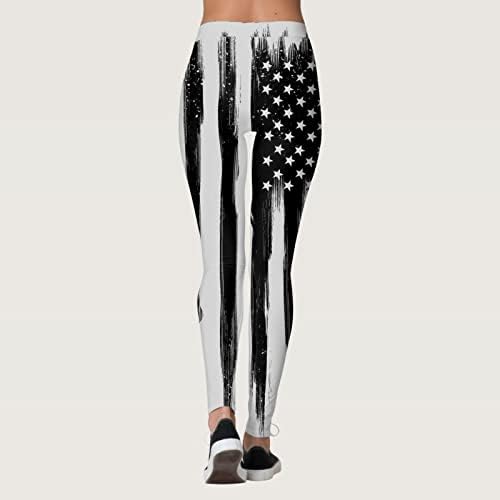 Американски хеланки на знамето за контрола на женски стомаци за контрола на стомакот, тенок молив пантолони, лесни тренинзи за тренинзи, панталони капри