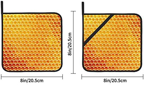 Саќе монохроматски мед кујна топли влошки отпорни на плоштад тенџере држачи 2 парчиња кујнски комплети 8 × 8 инчи за готвење и печење