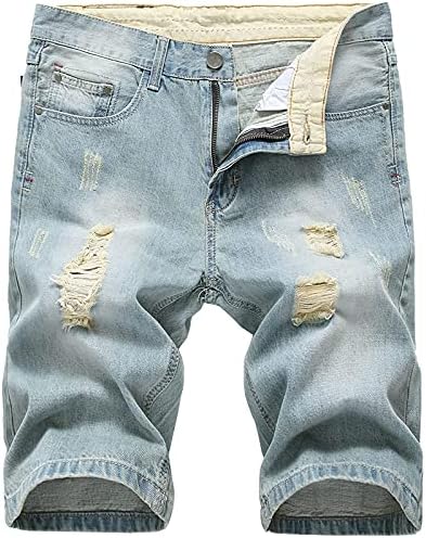 Шорцевите за шорцеви за машки шорцеви Rtrde искинаа кратки панталони летно слободно време со права фармерки шорцеви