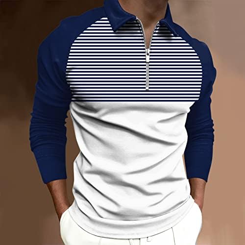 Вокачи 2022 Поло кошули за мажи, поштенски врат со долги ракави блок -бојата за крпеница на голф врвови на двојки за дизајнер на мускули