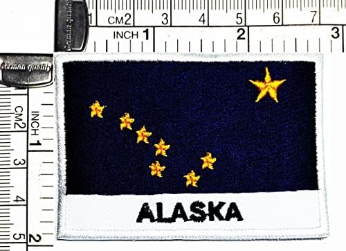 Кленплус 3 парчиња. 1. 7Х2, 6 ИНЧИ. Знаме на алјаска Извезено Лепенка Железо На Шиење На Знаме Земја Национален Амблем Закрпи ЗА САМ Јакна Маица Фармерки Капа Костим