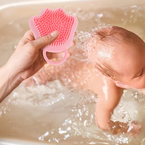 Cabilock бебешка четка за коса чиста шампон силиконска бебе бања четка масажер: цртана шепа ексфолијарна масажа шампон скалп чистач