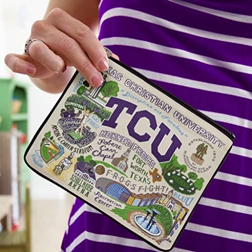 Catstudio Тексас Кристијан Универзитет Колегиум Патент Торбичка Чанта | Држи Вашиот Телефон, Монети, Моливи, Шминка, Куче Третира, &засилувач;