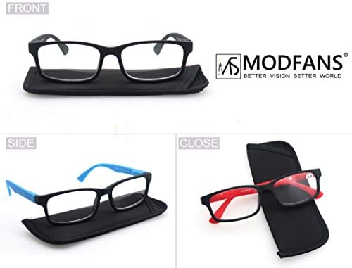 Modfans читање очила мажи жени 3,5 читатели на јачина на очила квадратни мат удобност чувствуваат пролетна шарка 3 пакувачка мешавина боја црна црвена црна сина боја
