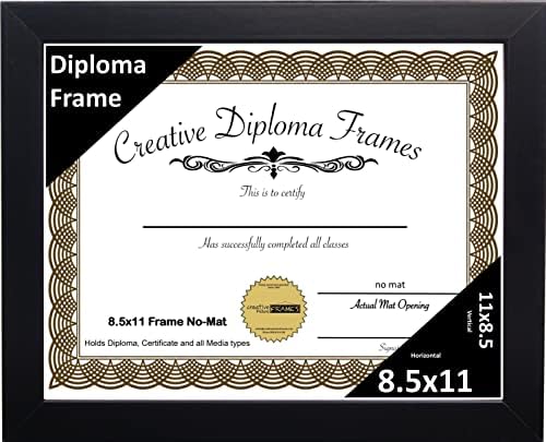 CreativePf [8.5x11bk] црна рамка за диплома, има 8,5 до 11-инчни документи за дипломирање w/stand и закачалка за wallидови