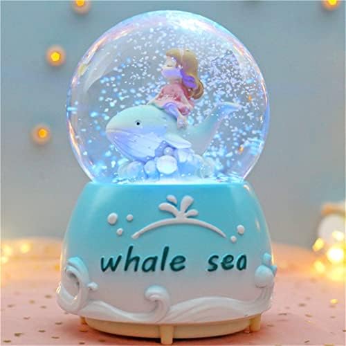 Seasd Dream Dolphin Crystal Ball Girl Girl Долреден подарок може да го ротира лебдечкиот снежен музички кутија октава кутија украси