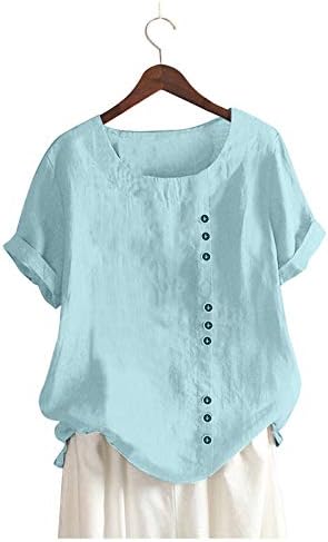 Womenените Основни лесни блузи џебови од качулка надвор од обичните врвови маица лабава плус женска блуза копче Танична големина