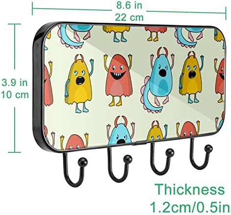 Монстер Печати Палто Решетката Ѕид Монтирање, Влезот Палто Решетката со 4 Кука За Капут Шапка Чанта Облека Бања Влезот Дневна Соба