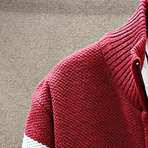 Лулшу Менс плишана задебелена голема патент јакна, модна боја блок од сите натпревари, јака од јака ребро кардигански палта