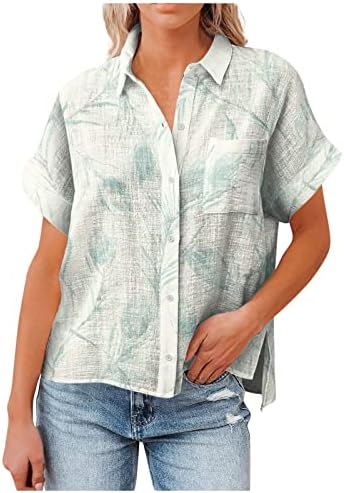 Обични кошули за жени летни кратки ракави жени блуза вкупно обични врвови за жени случајни елегантни