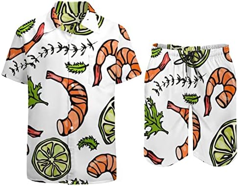 Ракчиња и ракчиња од 2 парчиња облека од 2 парчиња на Хавајско копче надолу со кошула со кратки ракави и костуми за шорцеви