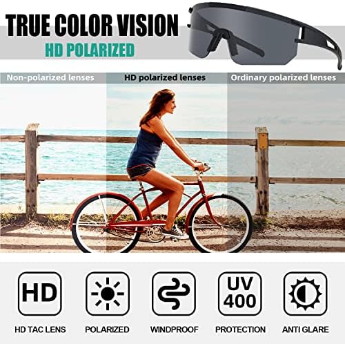 ЈУНБЛ&засилувач;Ко Поларизирани Спортски Очила ЗА Сонце За Мажи Жени УВ400, Очила За Сонце За Бејзбол Велосипедизам Трчање Голф