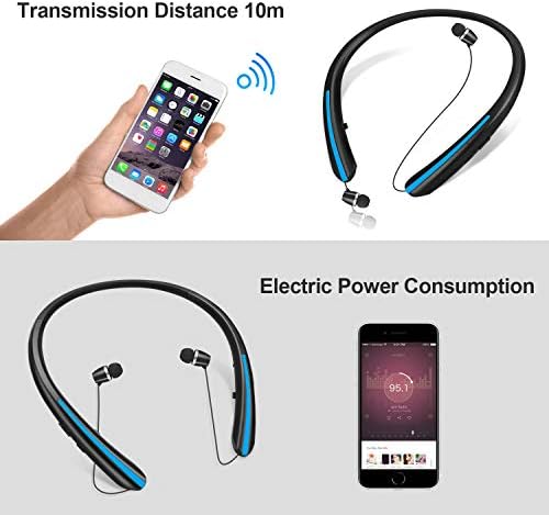 Слушалки за Bluetooth, Безжични Слушалки За Вратот Што Се Повлекуваат Слушалки За Стерео Спортски Слушалки Отпорни На Пот Со Микрофон Одговара на iPhone 12/11/X/8, Андроид И Др