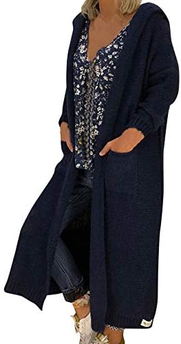 Лабава фитинг качулка одморен палто дама џеб истегнување ретро јакна со цврста качулка со целосен ракав, плетена