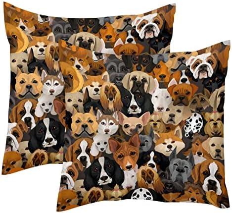 Деја 2 парчиња квадратни фрлаат перници за перници за 16x16 инчи ултра мека перница ги покрива перници украси за забава софа спална соба кученце кученце кученце лице