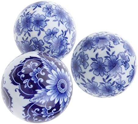 Lifkome вазна 3 парчиња лебдечки керамички топки Декоративни порцелански топки 8 см Централни топки поставени керамички orbs сфери керамички садови
