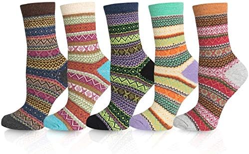 Само 5 Пара Жени Волнени Чорапи Гроздобер Топли Зимски Чорапи Дебели Пријатни Чорапи Плетени Секојдневни Чорапи На Екипажот Подароци За Жени