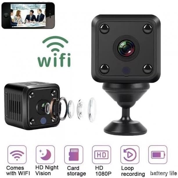 BB BBSOL Mini WiFi скриена камера со аудио 1080p - Откривање на движење за ноќно гледање - мини камери за домашна безбедност - Wi -Fi Широк