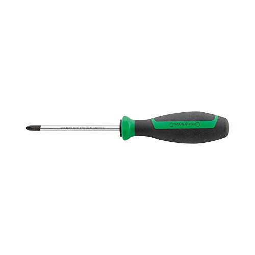 Stahlwille 46303002 4630 Cross-Head Screwdriver Drall+: PH2 излез, сечило од 100мм, челик од хромирана легура, мат хром позлата, црни совети и удобна рачка