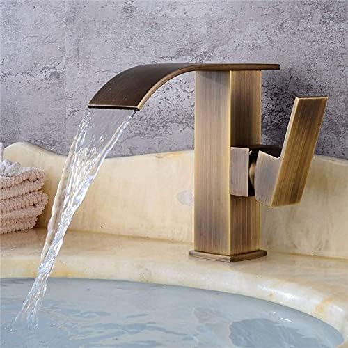 Xyyxdd Басен тапа топла ладна водопад тапа античка бронзена мијалник миксер за бања, палуба за бања, монтирана тапа за мијалник