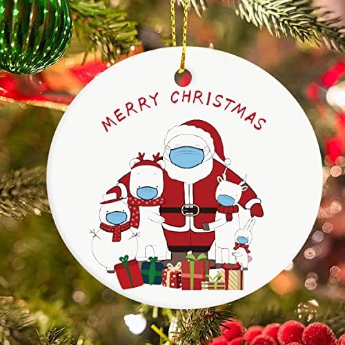 Божиќни украси Карантин керамика, 2021 Дедо Мраз Клаус Креативни украси, украси за елка што висат, украси за Божиќни украси
