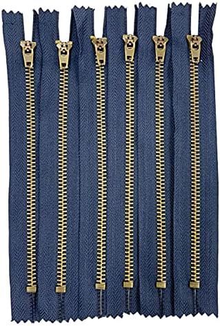 Amornphan 6 парчиња 5 инчи метални патенти затворен крај #5 морнарица сина лента антички месинг заби пролетно заклучување лизгач тешка должност за фармерки тексас џебов?