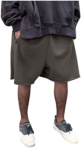 Венкомг1 памучни шорцеви за мажи, цврста лесна улична облека хипи шорцеви во стил на лабава лабава вклопени широки стебла на нозете