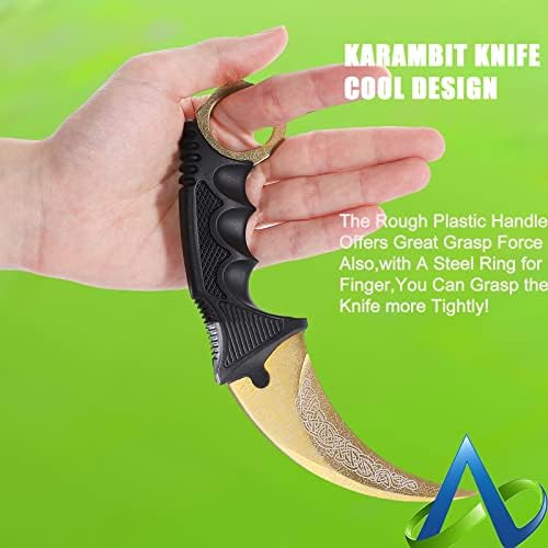 Нож Аомингге Карамбит 2 парчиња фиксиран нож од не'рѓосувачки челик на отворено нож со обвивка и кабел, погоден за пешачење, авантура, опстанок и колекција