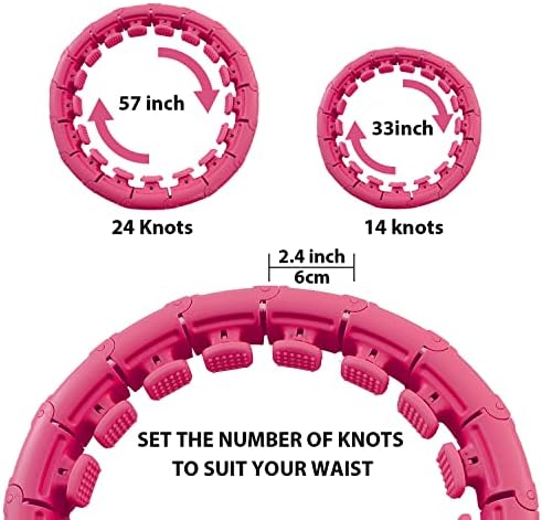 Демтерски надграден паметен пондериран обрач плус големина за жени губење на тежината 2 во 1 круг на вежба за фитнес на половината со 24 делови што може да се одвојат