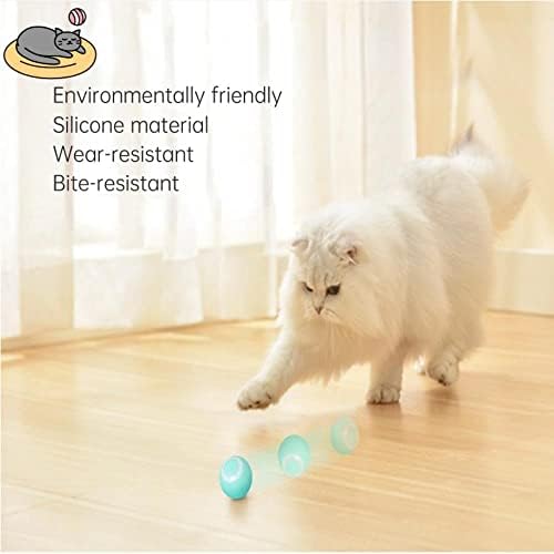 Oallk Pet Interactive Interactive Toy Паметно автоматско тркалање мачка топка, отпорна на абразија, отпорна на абразија играчка USB вежбање потера за домашно милениче топка за затво?