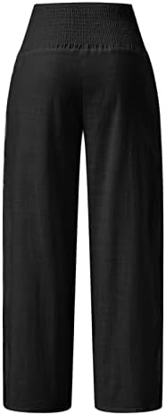 Панталони од iaqnaocc за жени, обични високи половини со широки нозе од палацо панталони со џебови